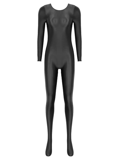 Dam Jumpsuit Monokrom Långärmad Lycra Nylon Spandex-5