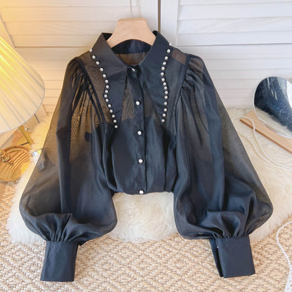 Variant image for Kvinnors Blus Monokrom Chiffong med Klockärmar-4