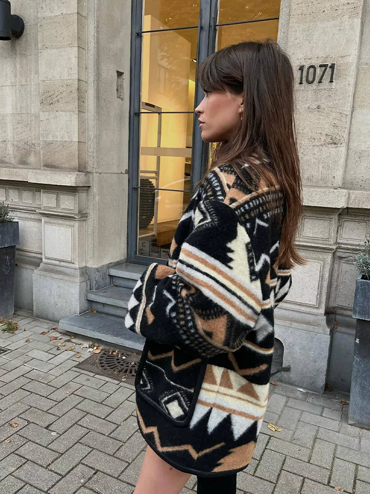 Dam Kappa Vintage Geometrisk Design i 100% Bomull 6