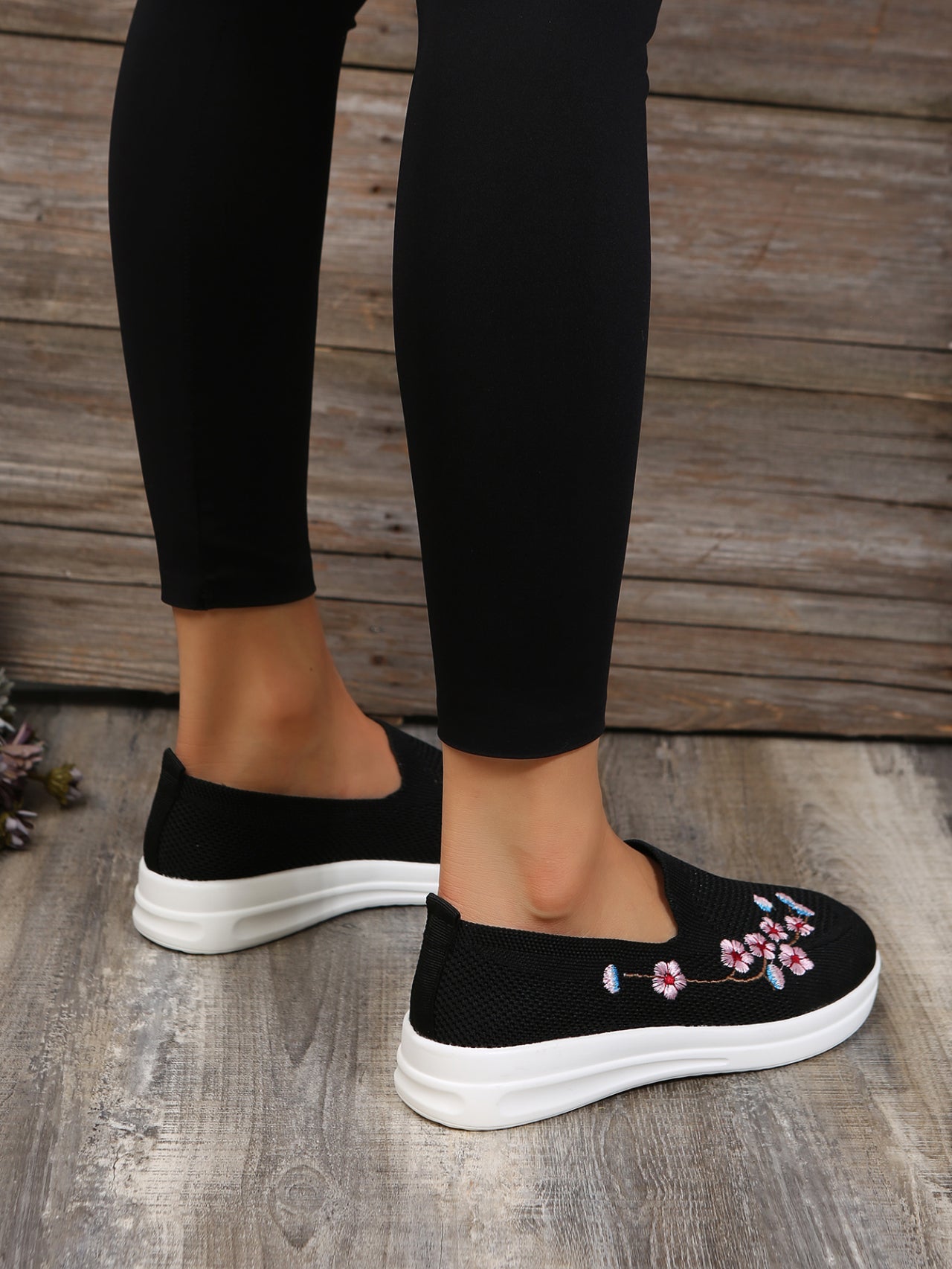 Kvinnors Slip-On Skor Trendig Tryckt Textil-3