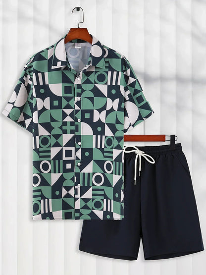 Tvådelat Set Dam Geometrisk Tryck Polyester Normal Passform-1