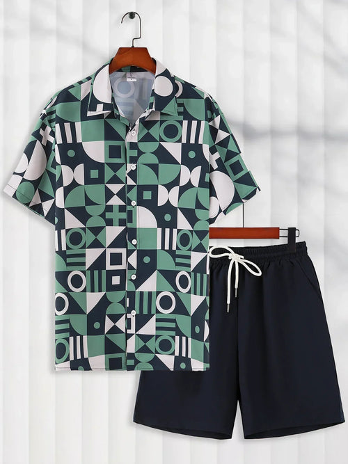 Tvådelat Set Dam Geometrisk Tryck Polyester Normal Passform-1