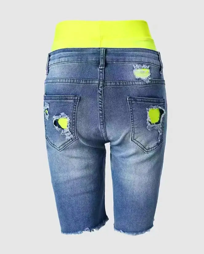 Dam Shorts Knappstängning Polyester-3