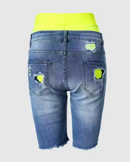 Dam Shorts Knappstängning Polyester-3