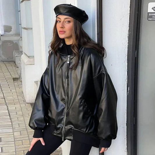 Herr Bikerjacka Löst Klippt Läder-1