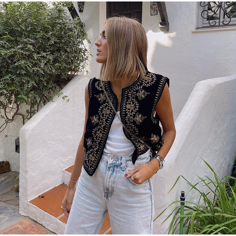 Kvinnors Broderad Väst Unik Design Polyester 2