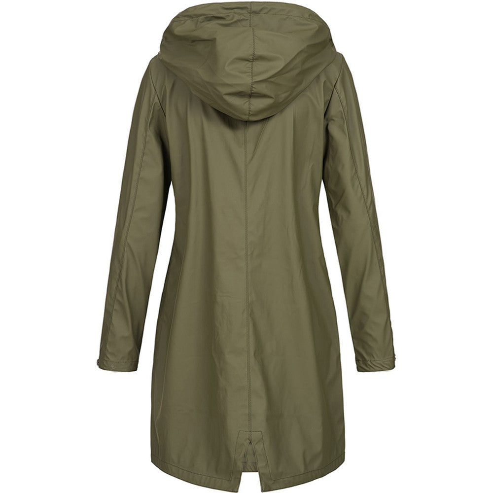 Dam Regnjacka Vattentät Sportig Design Polyester med Huva-3