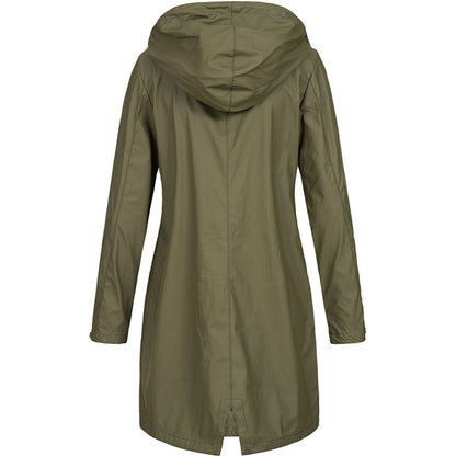 Dam Regnjacka Vattentät Sportig Design Polyester med Huva-3