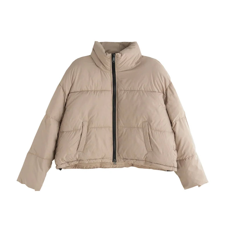 Dam Förkortad Jacka Hög Krage Polyester-4