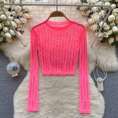 Variant image for Dam Crop Top Långärmad Figurnära Polyester-4