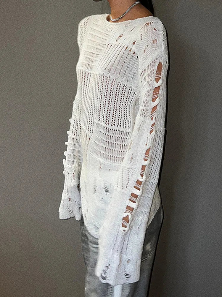 Dam Tröja Avslappnad Rundhalsad Polyester Akryl Viskos-3