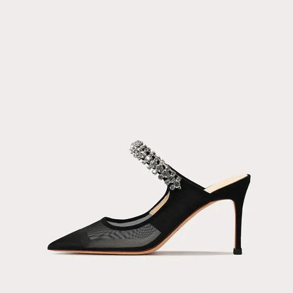 Variant image for Dam Mules Skor Mesh Slip-On Hög Klack 5cm-8cm-11