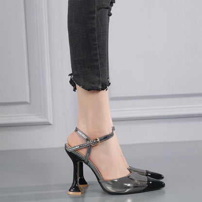 Kvinnors Pumps Sandaler Spetsig Tå Målade Läder-2