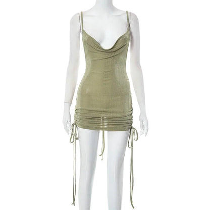 Dam Miniklänning V-ringad Ärmlös Polyester-4