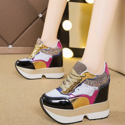 Kvinnors Sneakers Höga Klackar Syntetiskt Läder-2