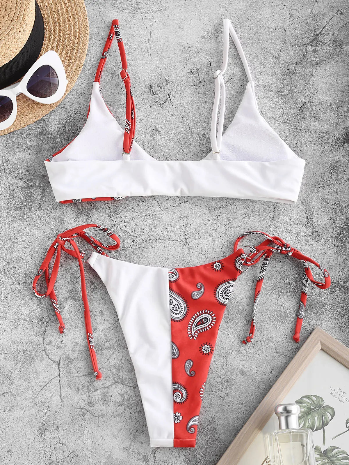 Dam O-ring Topp Paisley Färgblock Polyester-2