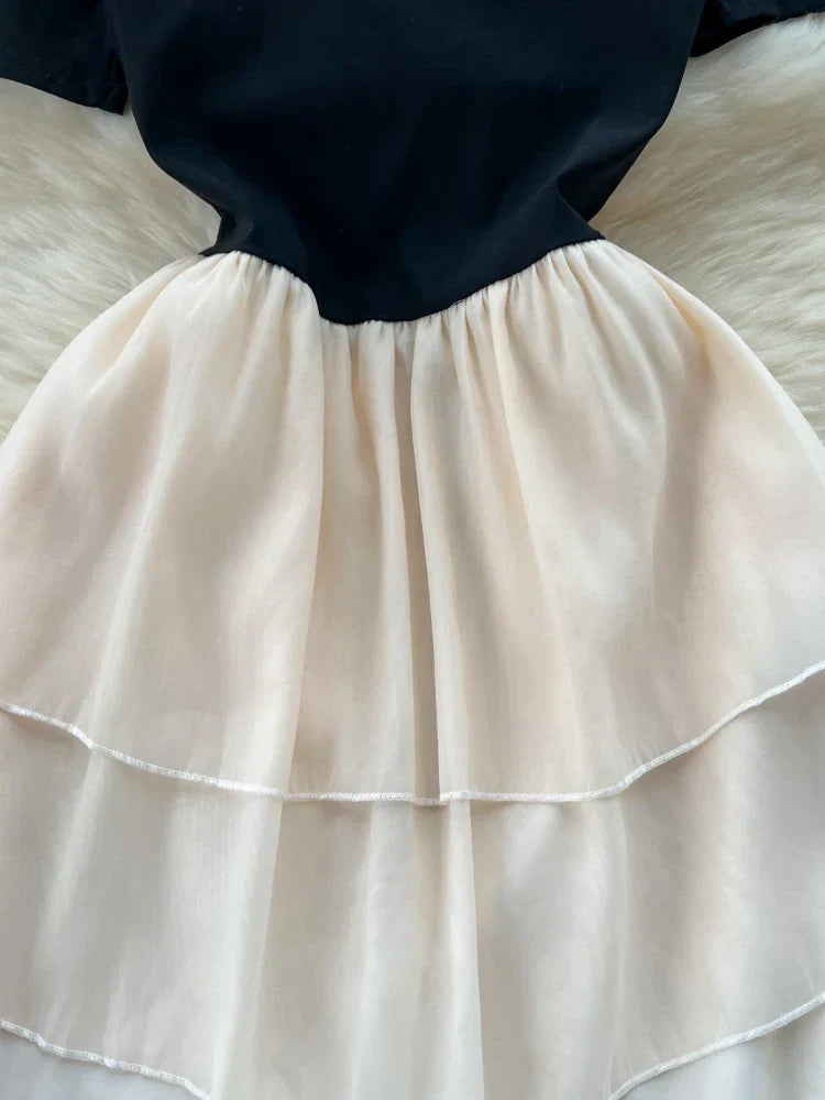 Kvinnors Miniklänning A-linje Fyrkantig Halsringning Polyester-5