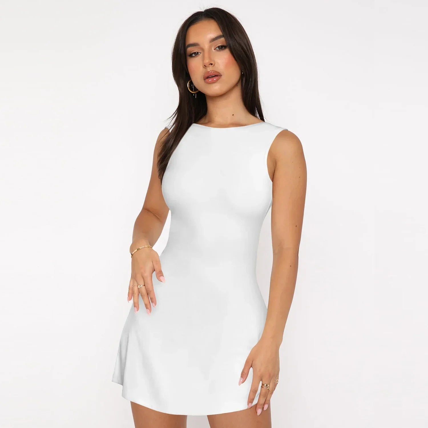 Kvinnors Miniklänning A-linje Polyester Smal Passform-1