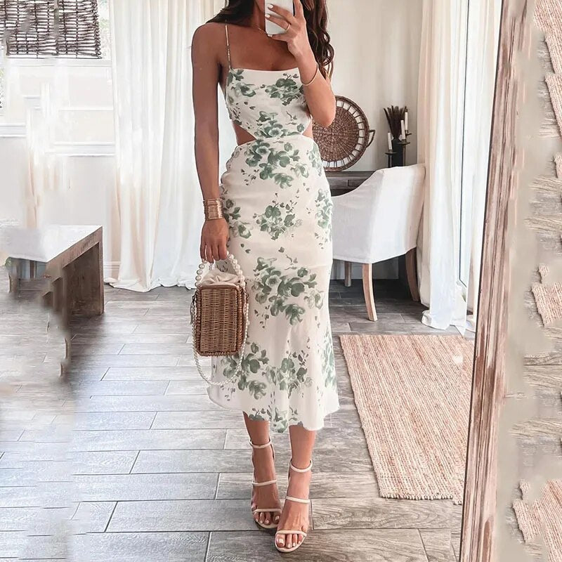 Variant image for Kvinna Klänning Sling-tryck Polyester Mångsidig-1