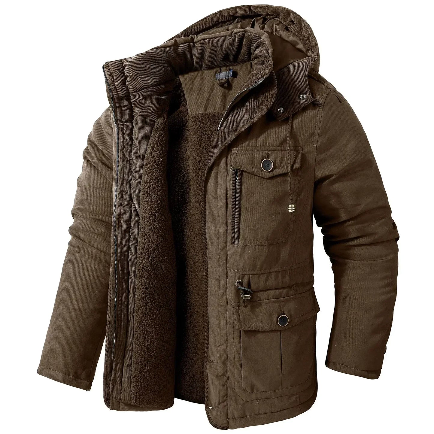 Dam Vinterparka Militärstil Sherpa Foder-1