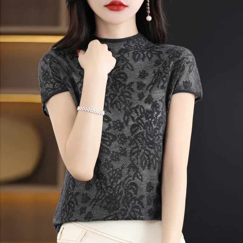 Variant image for Stickad Dam Tröja i Ull Tidlös Design Värmande Material-46