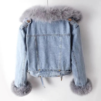 Fodrad Vinterväst för Damer i Denim med Termisk Isolering – Elegant och Värmebevarande Design 2