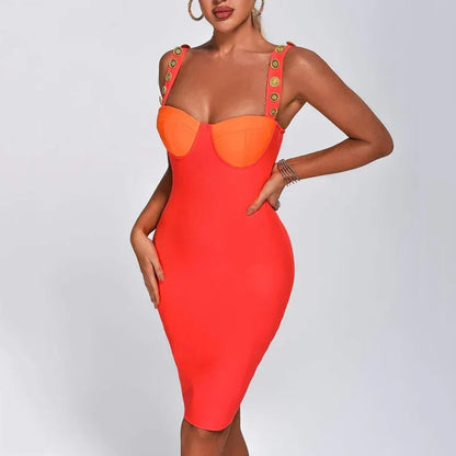 Dam MIDI Klänning med Knappdetalj Polyester för Festliga Tillfällen-2