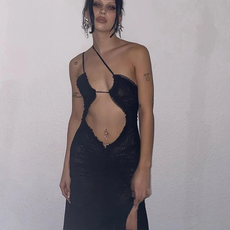 Dam Maxiklänning Spaghetti Band Polyester Lång Klänning För Sommarfest-4