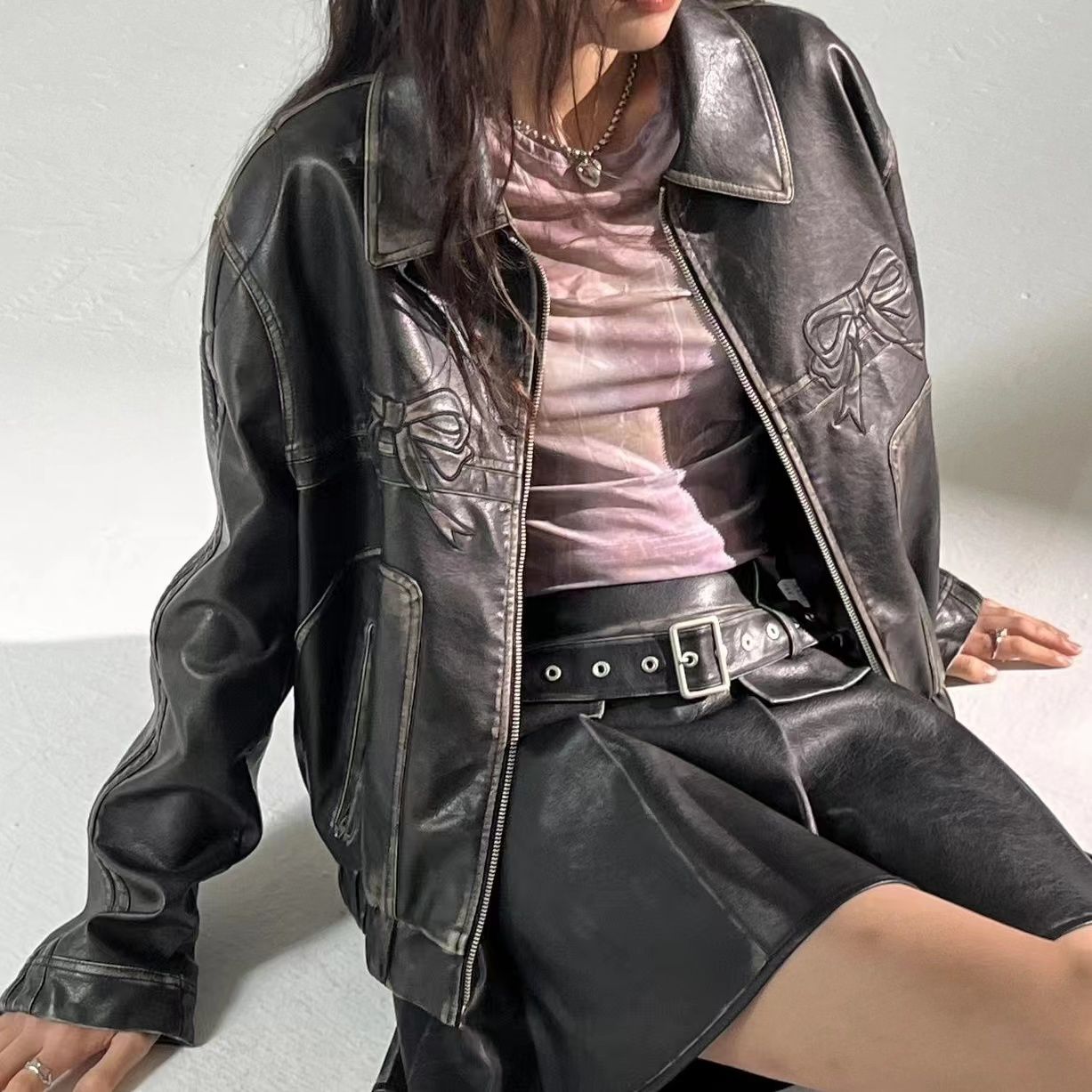 Damjacka Slingdetalj Läder Modern Stil 6