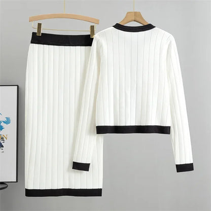 Dam Blazer och Kjol Gyllene Knappdetaljer Polyester Bomull-2