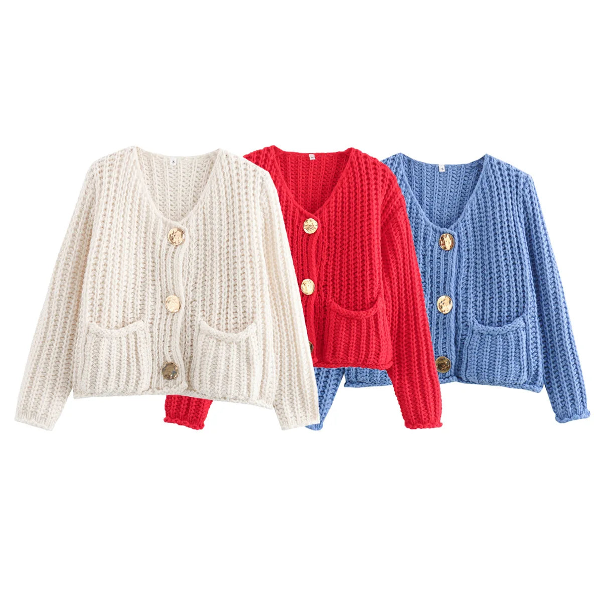 Dam Cardigan med Knappar och Framfickor i Högkvalitativt Tyg-2