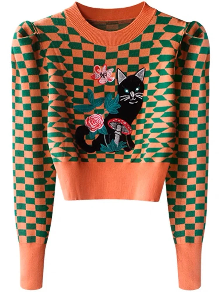 Dam Sweatshirt Roligt Tryck Puffärmar Polyester-2