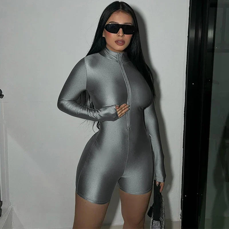 Variant image for Dam Jumpsuit Med Blixtlås Stretchig Polyester Spandex-7