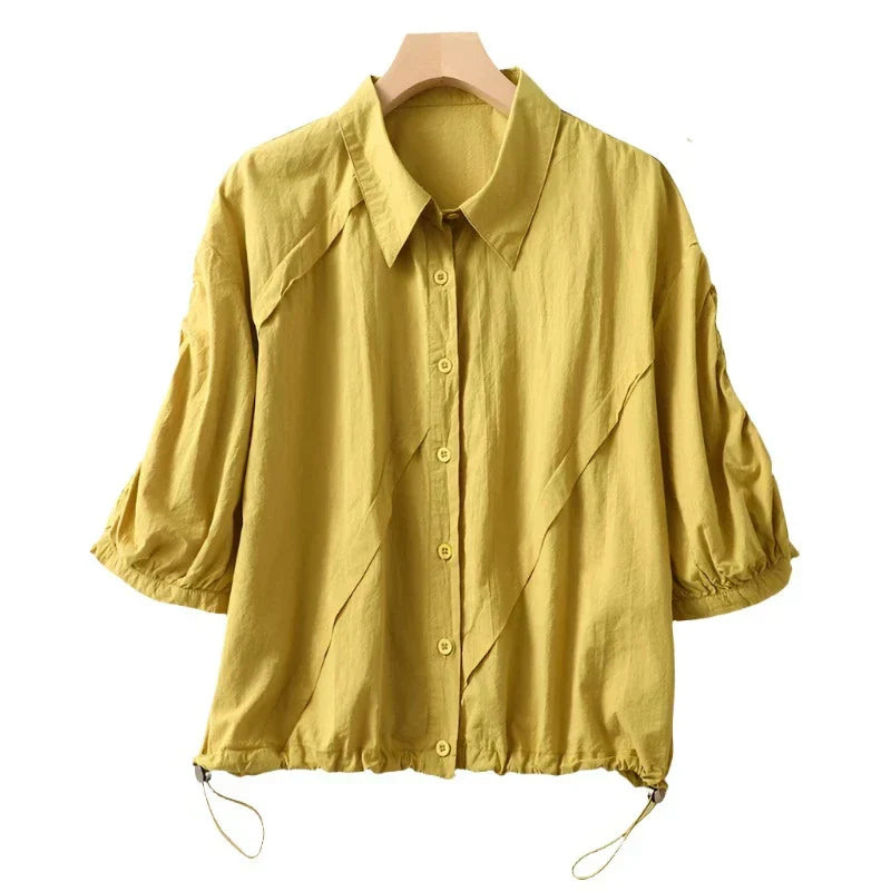 Kvinnors Blus Justerbar Linne Sommar-5