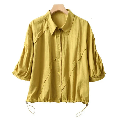 Kvinnors Blus Justerbar Linne Sommar-5