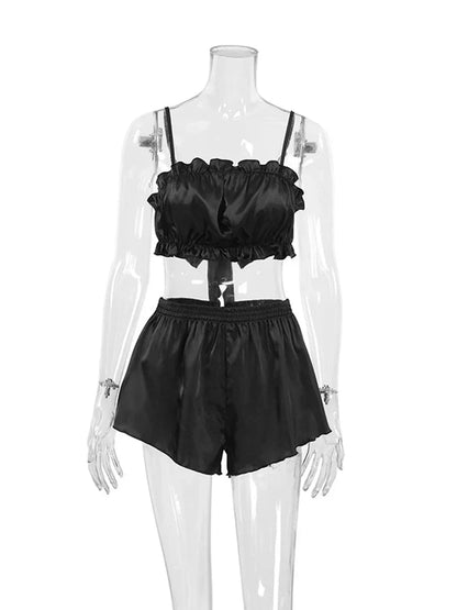 Dam Pyjamas Set med Spaghetti Band i Mjuk Polyester Spandex – Kort Längd, Optimal Komfort och Stil 3