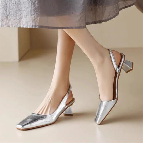 Dam Slingback Skor PU med Gummisula Tidlös Design-1