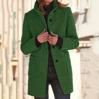 Variant image for Lång Jacka Dam Stående Krage Polyester Elegant Vinterjacka-26