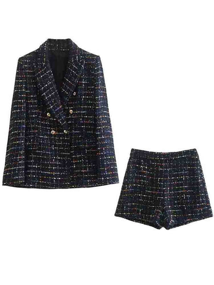 Kvinnor Blazer Set Ull med Byxor Snygg Passform-4