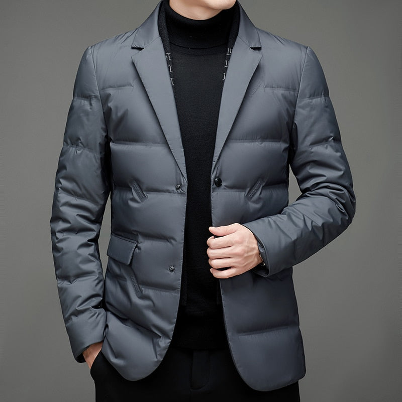 Herr Blazer Vadderad Trendig Polyester-2