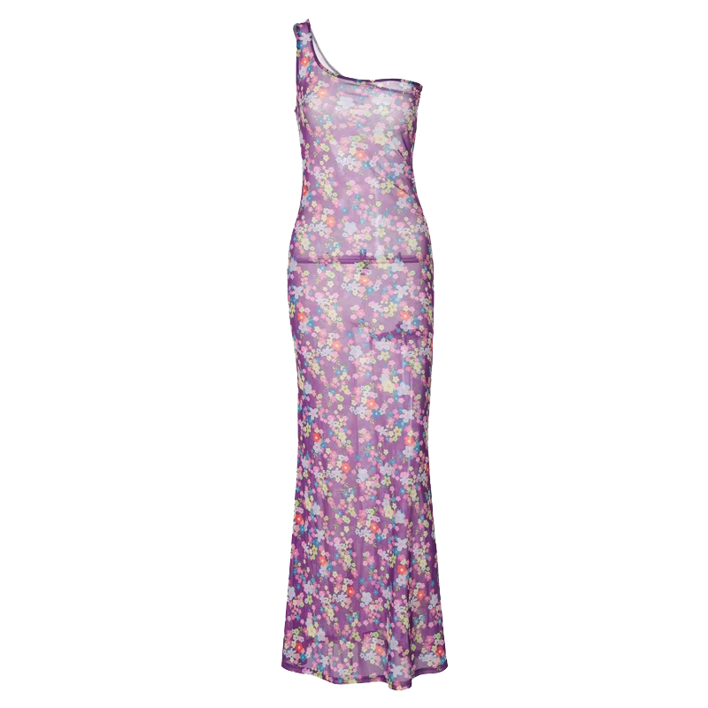 Variant image for Dam Maxiklänning Blommig Polyester Spandex Lång Ärmlös Sommar-1