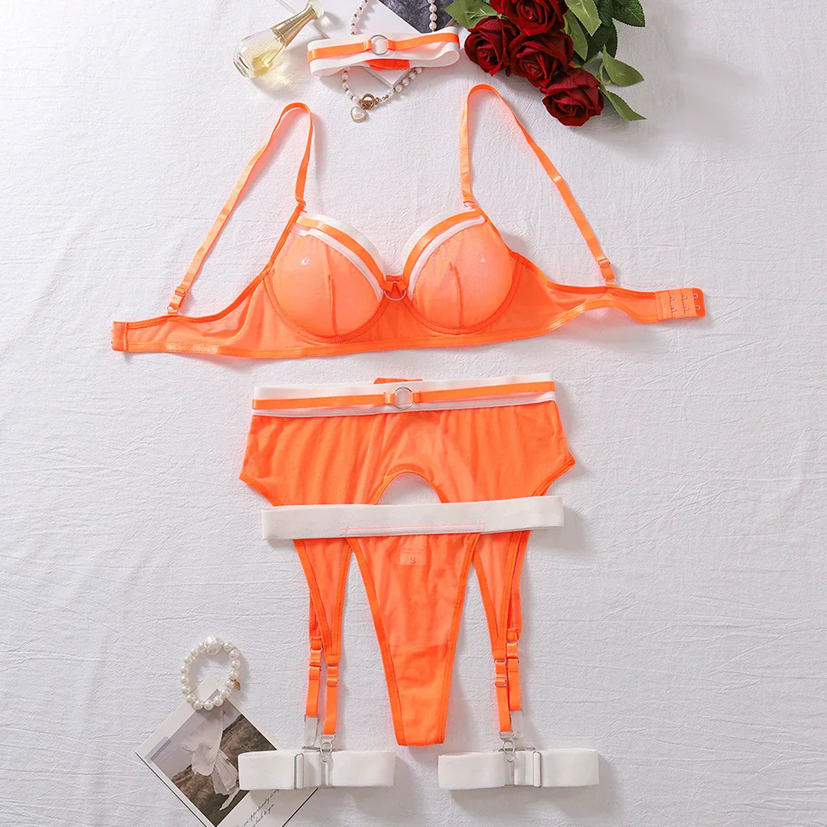 Damunderkläder Set Patchwork Design Polyester med Justerbara Band-1