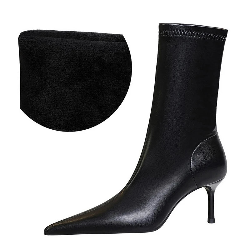 Dam Stövlar Midi Spetsig Tå Mesh Andningsbar Komfort-1