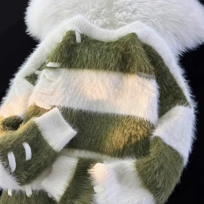 Dam Tilläggströja Japansk Stil Breda Ränder Mjuk Fiber 1