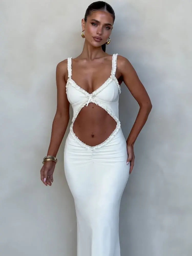 Variant image for Kvinnors Lång Klänning V-Hals Figur-Kramande Polyester-6