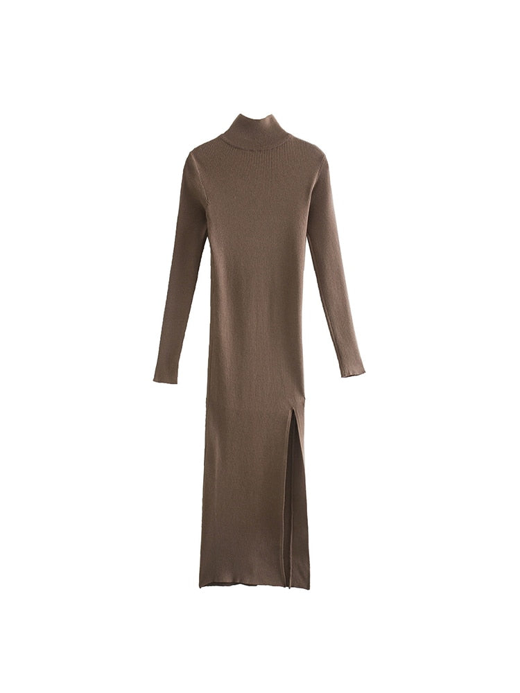 Variant image for Damklänning Midi Turtleneck Figurnära Polyester-3