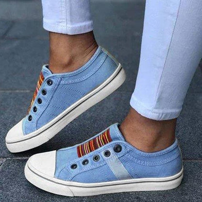 Dam Sneakers Fotledshöga Monokrom Canvas med Gummisula 2