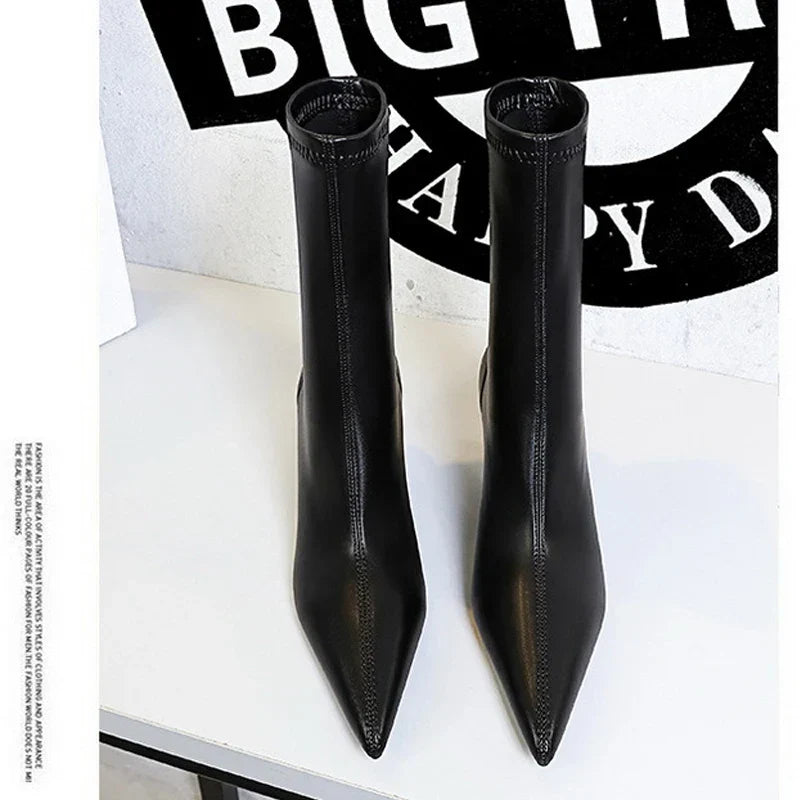 Dam Stövlar Midi Spetsig Tå Mesh Andningsbar Komfort-4