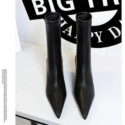 Dam Stövlar Midi Spetsig Tå Mesh Andningsbar Komfort-4