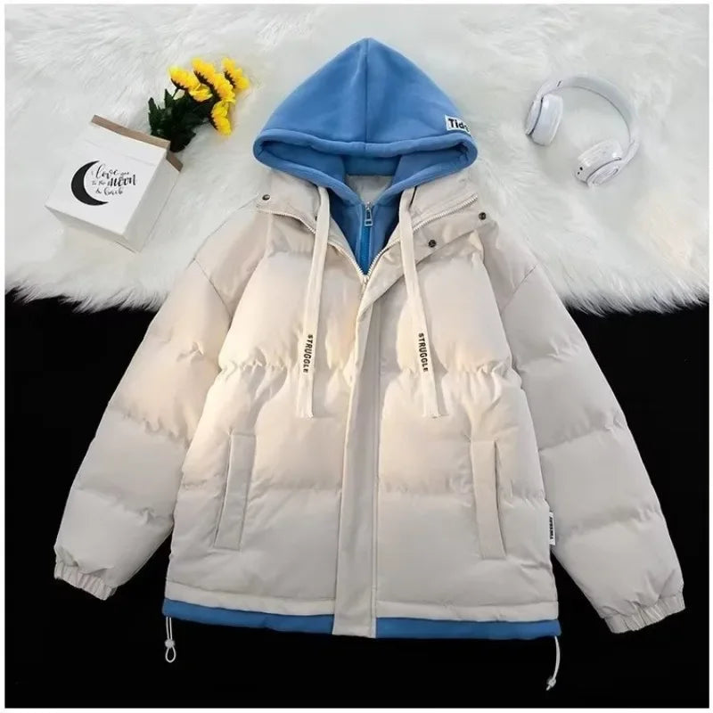 Unisex Vinterjacka Kontrastpaneler Mjuk Polyester Fyllning-2
